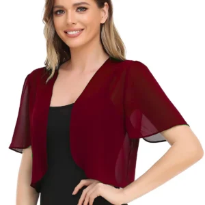 Women New Chiffon Short Sleeve Cardigan Elegant Top Evening Cover Up Wedding Dress Shawl Outdoor Sun Protection Breathable Shirt