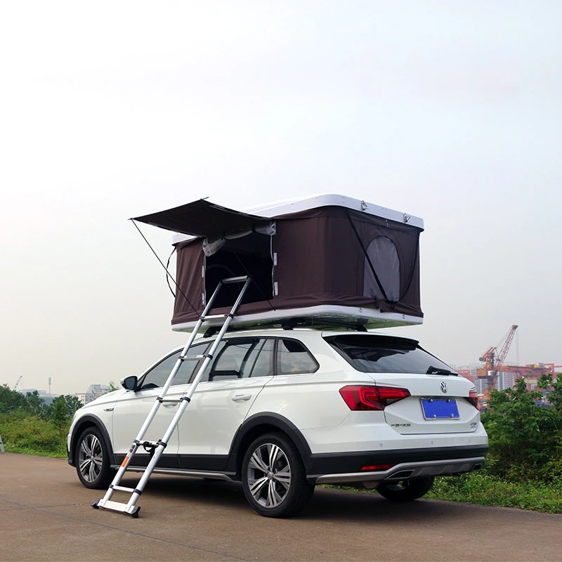 Roof Cross Bar Top Mounted Canvas, Waterproof, Plastic, White, Black, ABS Shell, SUV Rooftop Car Tent, 2-3 People, Hot Selling