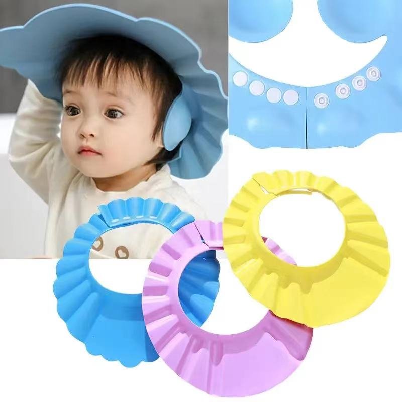 Safe Adjustable Child Kids Waterproof Eye Protection Ear Protection Bath Visor Wash Hair Shield Shampoo Hat Baby Shower Caps