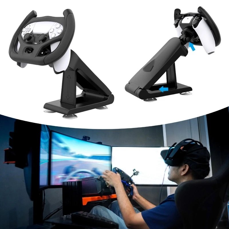 Steering Wheel Races Game Handle Holder Stand For PS5 Controllers Game Ensuring Authentics Experience & Easy Mounting